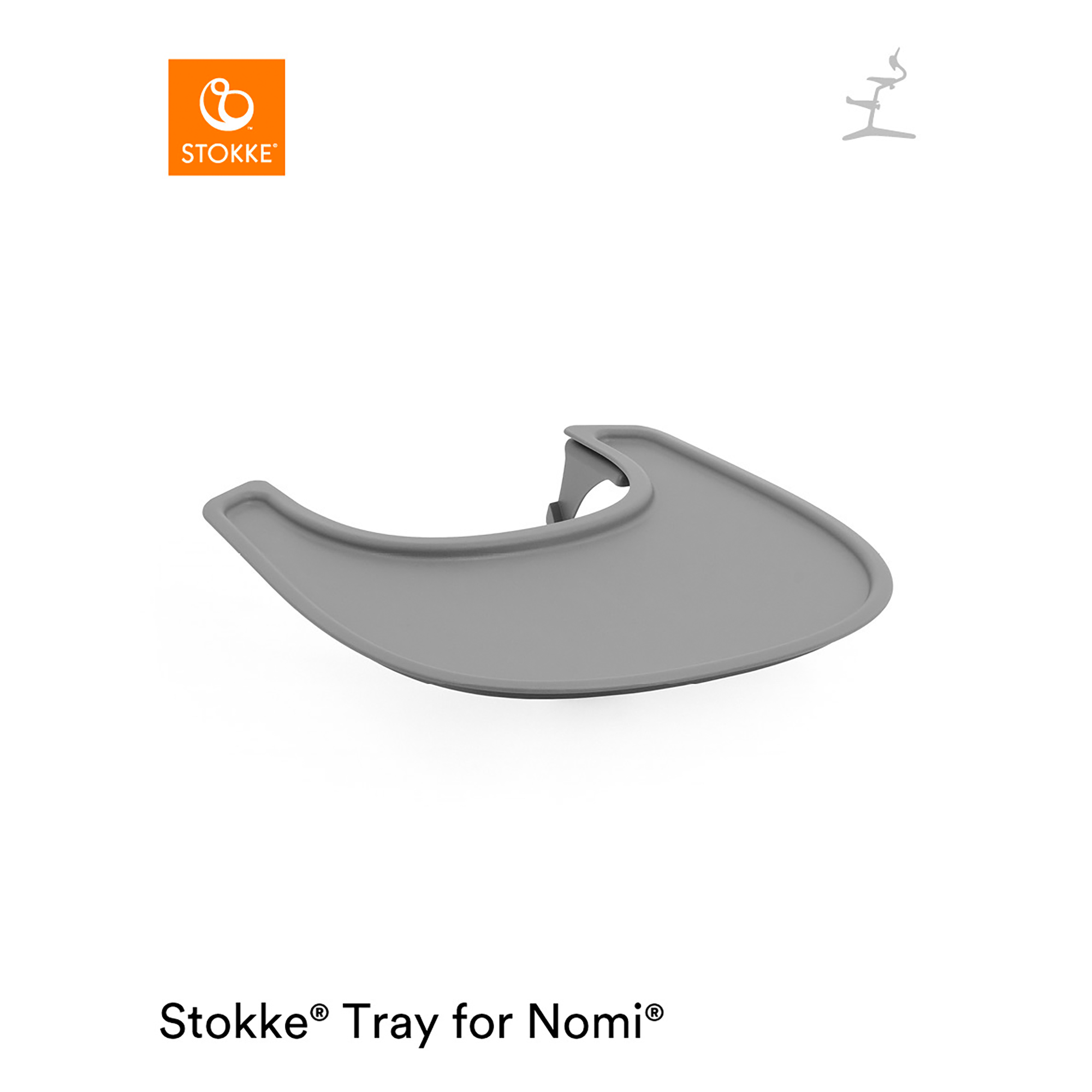 Nomi® Tray Grey Stokke Front Image Open Box