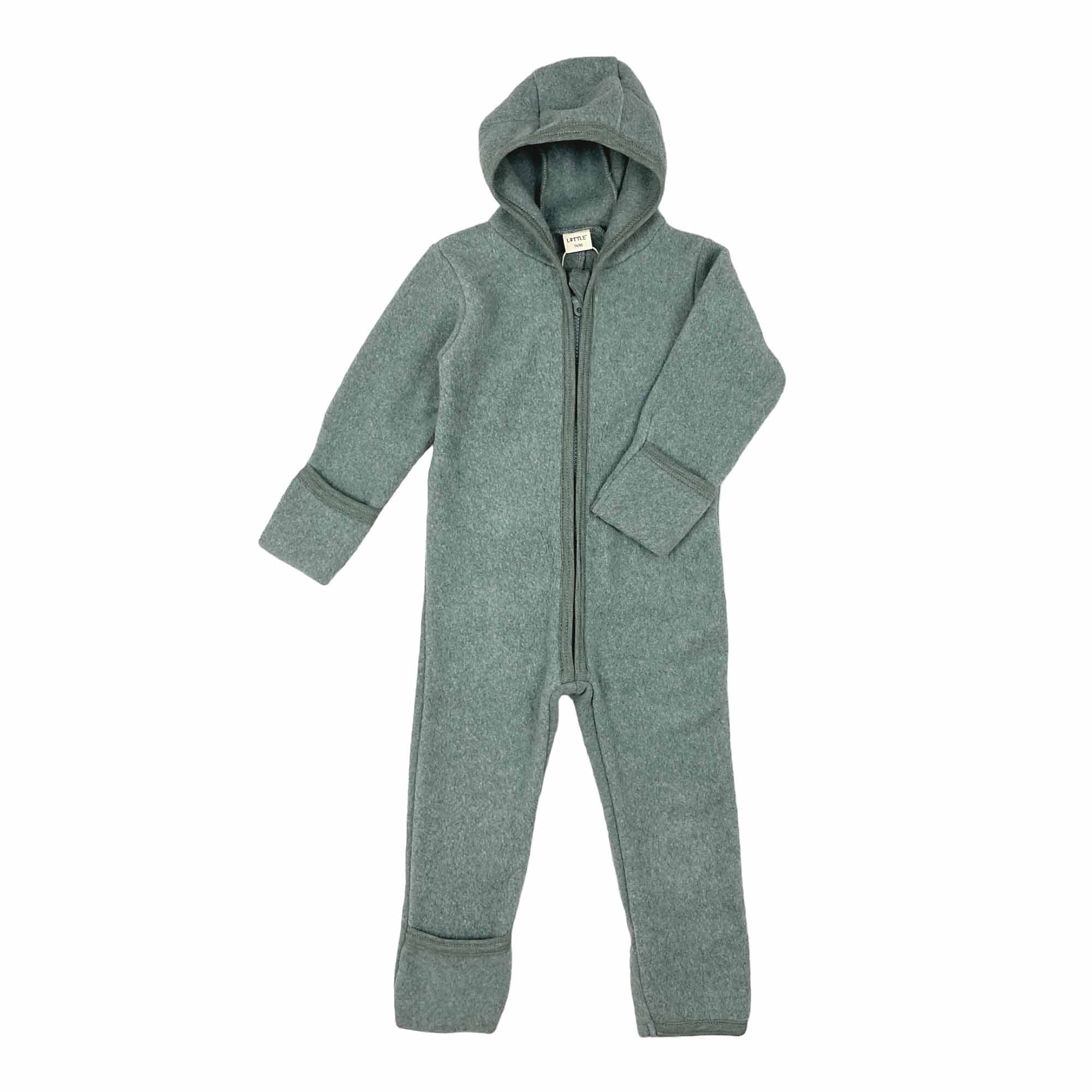 Fleeceanzüge Overalls Kleidung Overall Grün Melange A Little Lovely Company Front Image Open Box