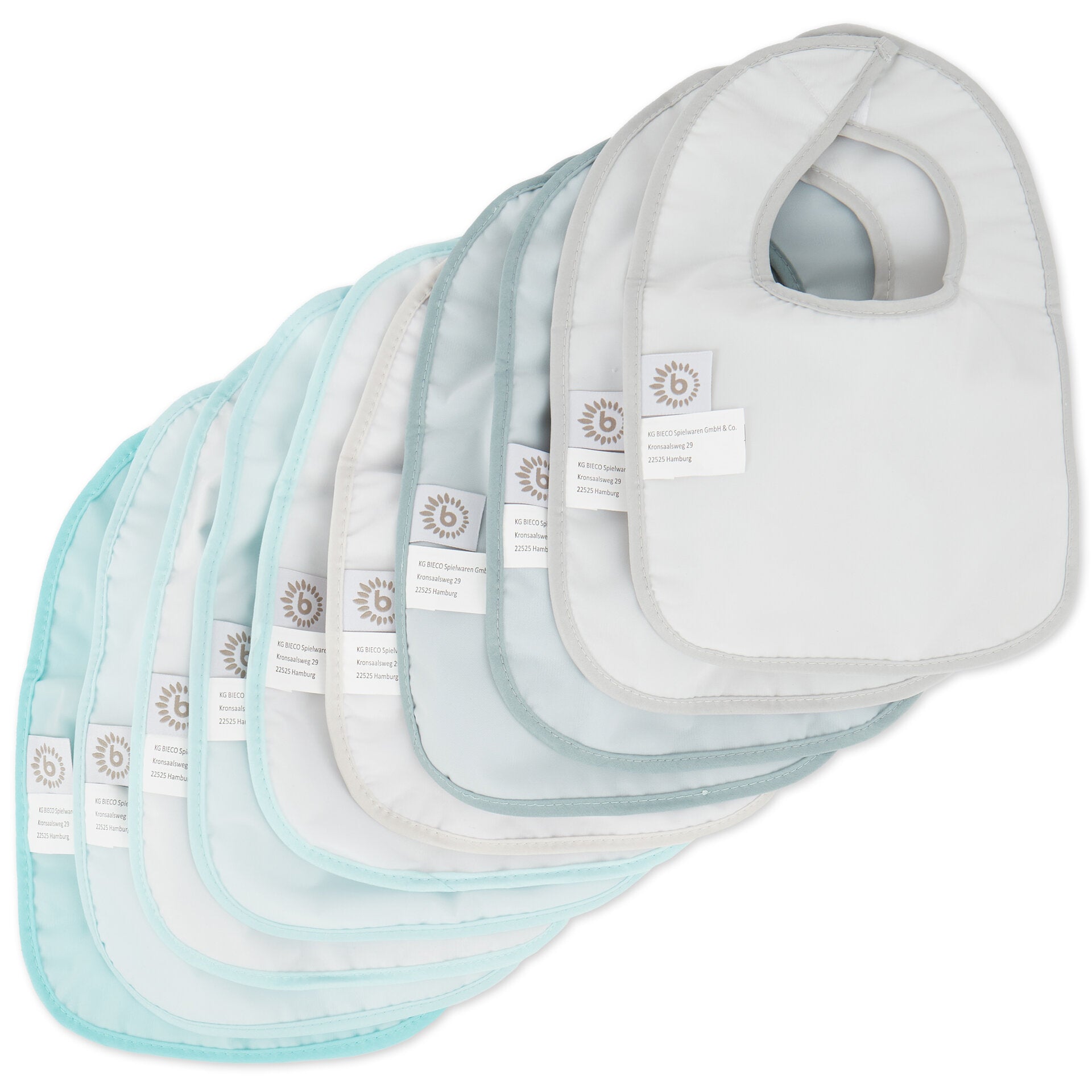 10er Set Lätzchen teal/slate Label Image Open Box