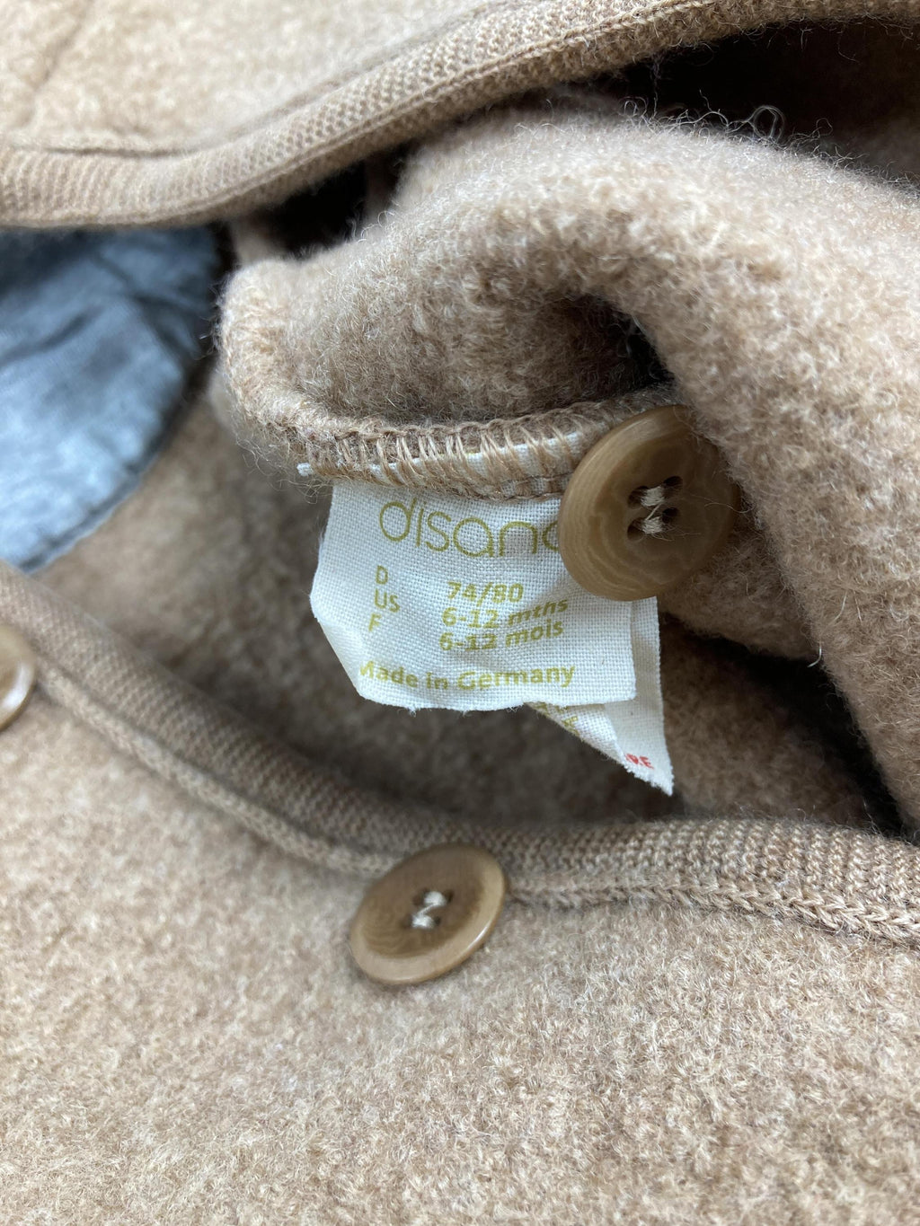 Overalls-wollwalkanzüge Overalls Kleidung Baby Overall mit Kapuze Disana Label Image Second Hand
