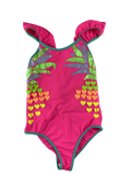 Badeanzüge Badebekleidung Kleidung Neon Badeanzug mit glitzerndem Aufdruck Front Image Last Season