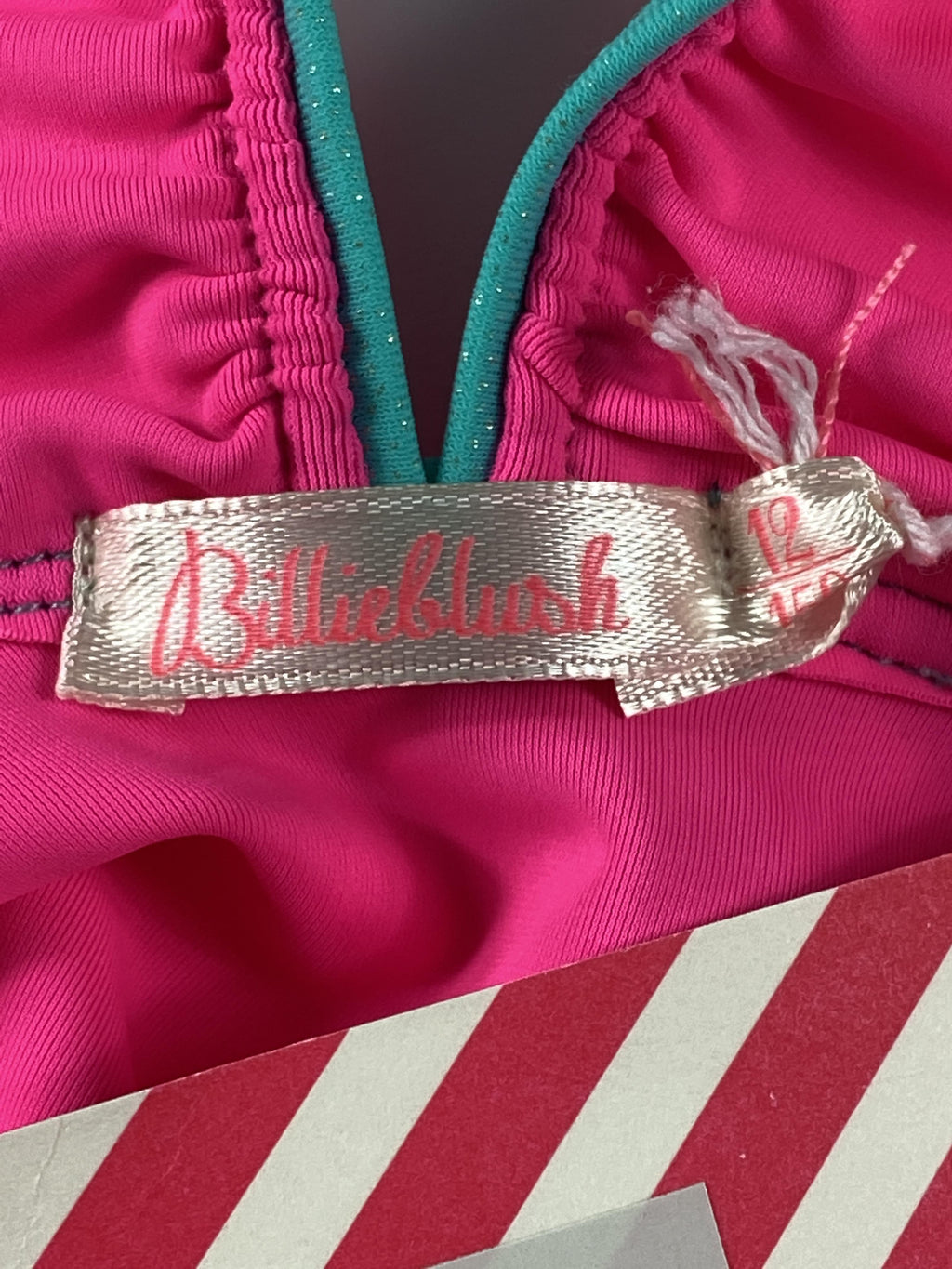 Badeanzüge Badebekleidung Kleidung Neon Badeanzug mit glitzerndem Aufdruck Label Image Last Season