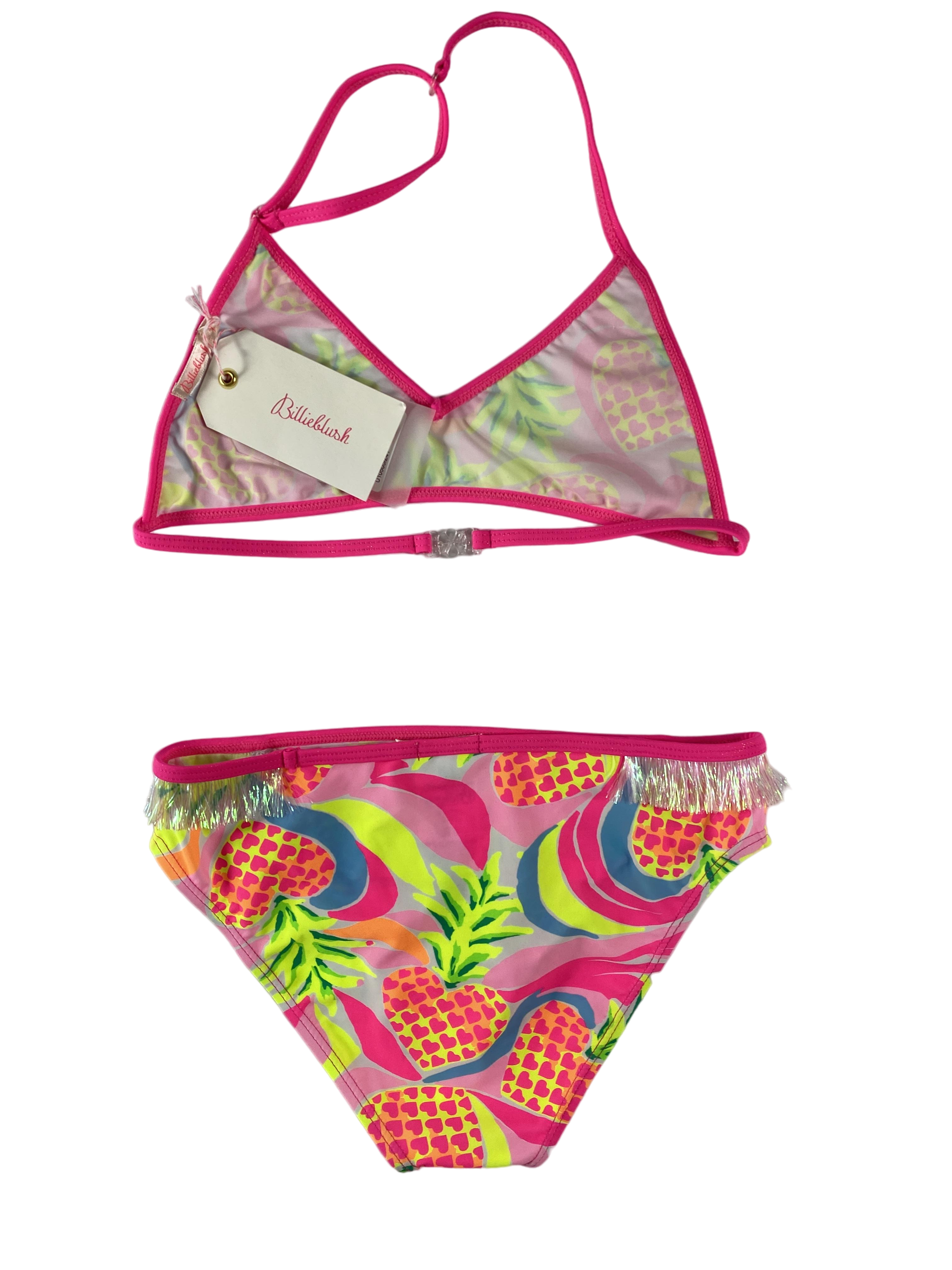 Badeanzüge Badebekleidung Kleidung Neon Bikini mit glitzernden Volants Rear Image Last Season