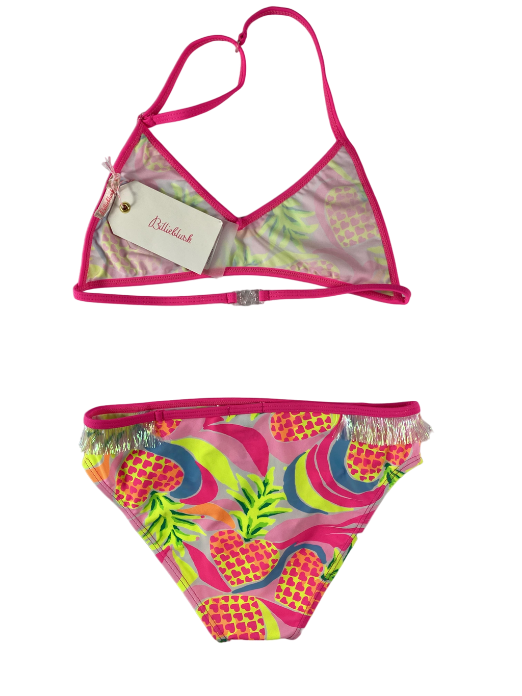 Badeanzüge Badebekleidung Kleidung Neon Bikini mit glitzernden Volants Rear Image Last Season