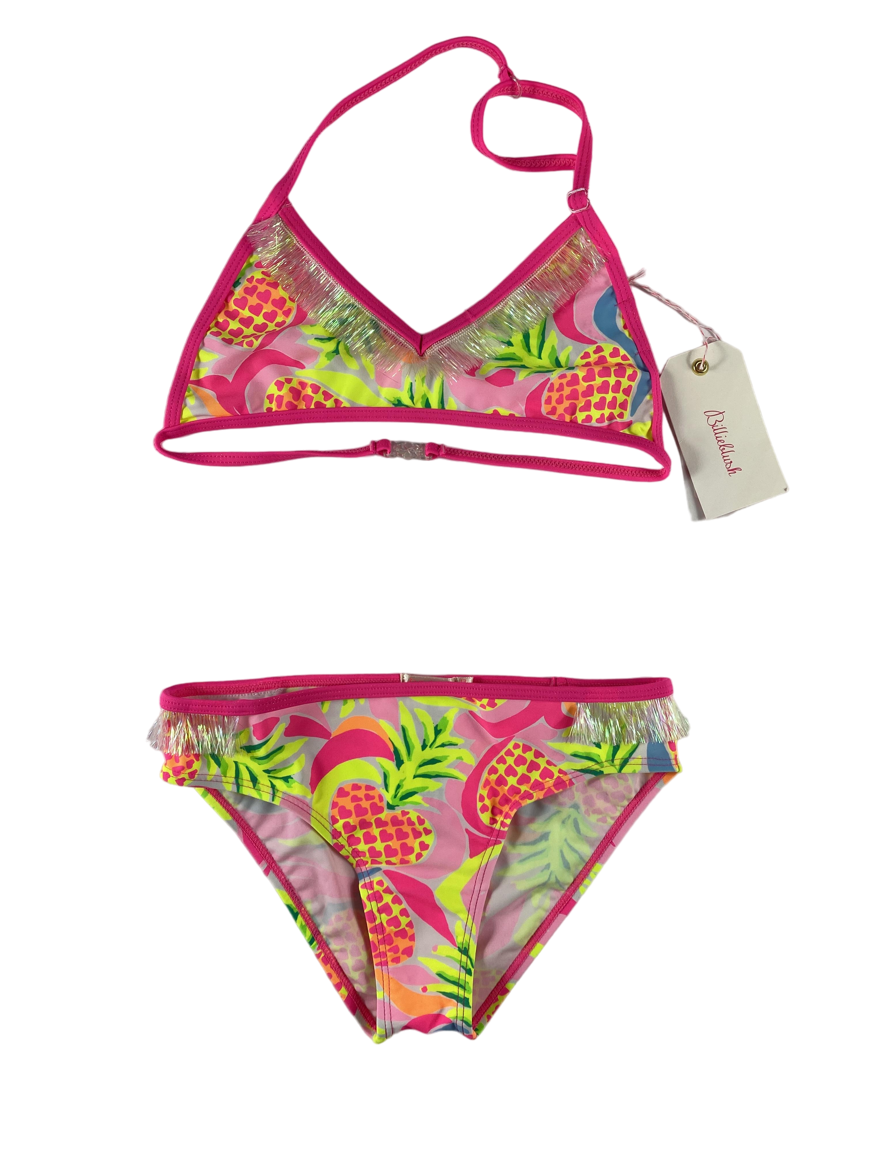 Badeanzüge Badebekleidung Kleidung Neon Bikini mit glitzernden Volants Front Image Last Season