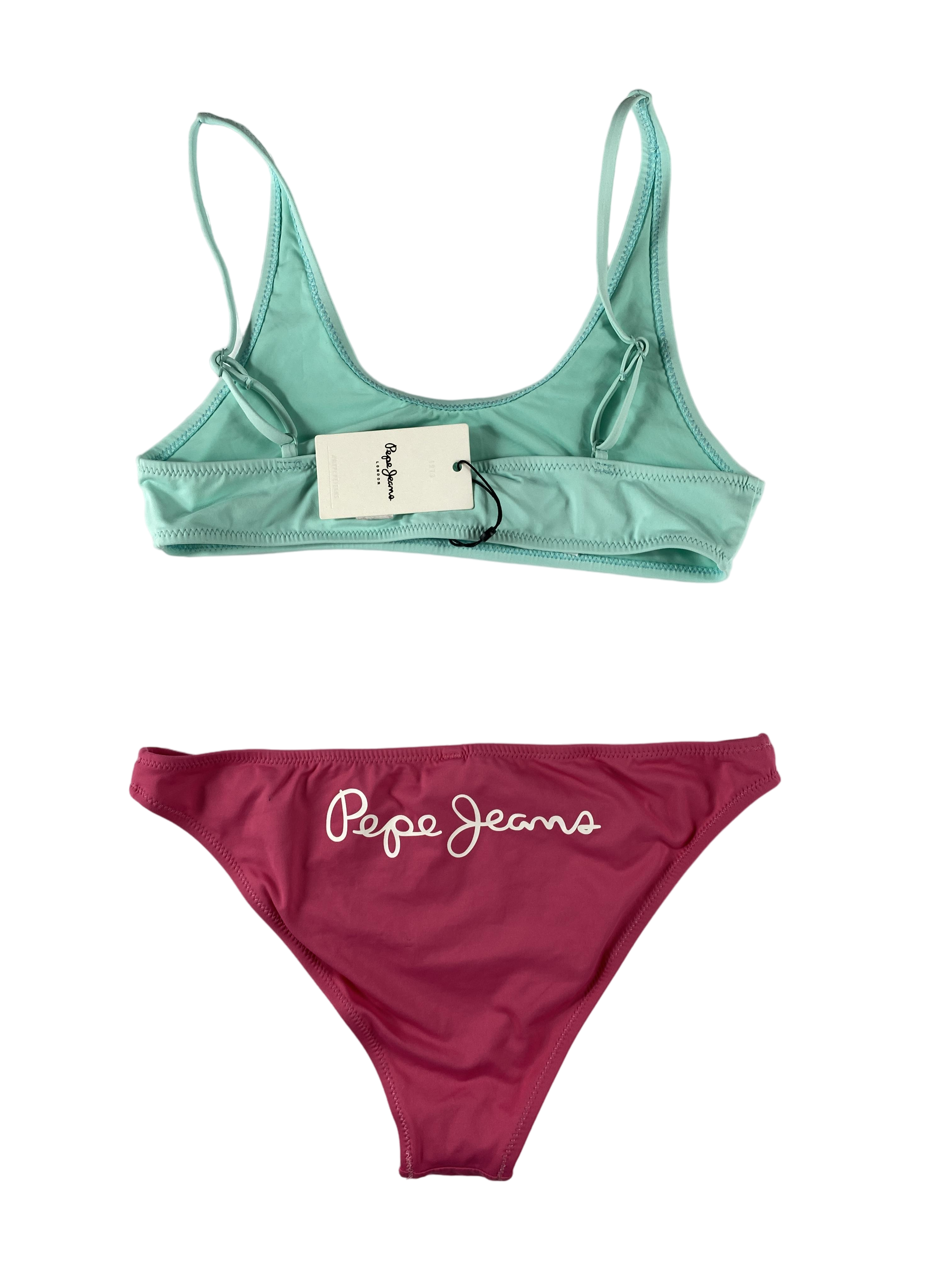 Bikinis & Zweiteiler Badebekleidung Kleidung Jessa Bikini Pink & Türkis Rear Image Last Season