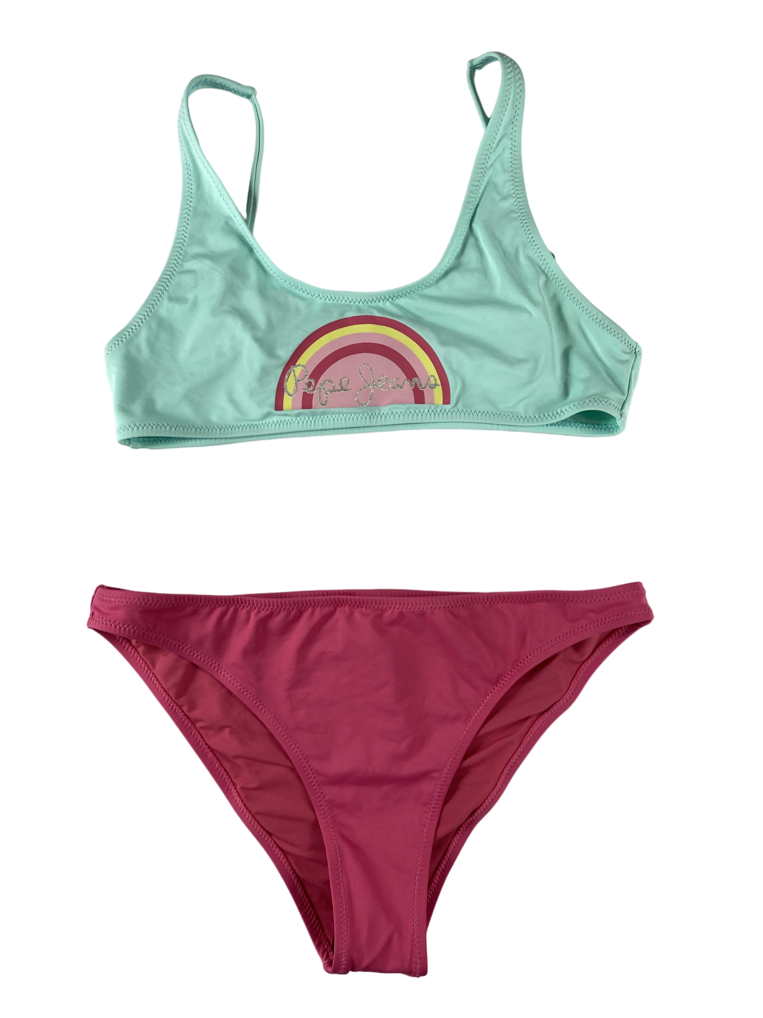 Bikinis & Zweiteiler Badebekleidung Kleidung Jessa Bikini Pink & Türkis Front Image Last Season