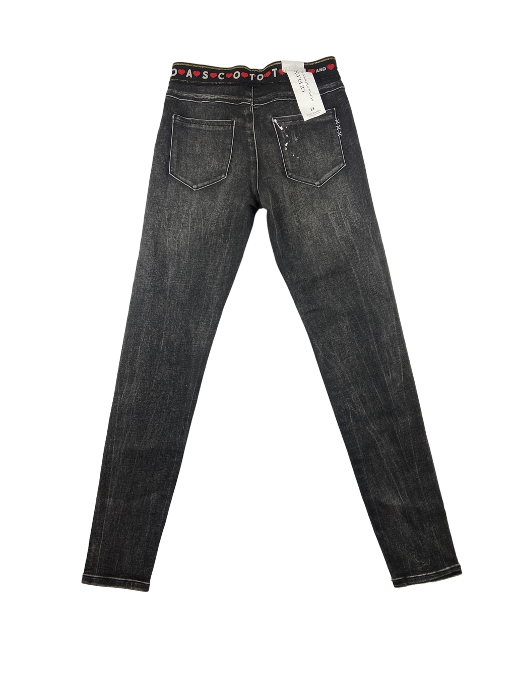 Jeans Hosen & Jeans Kleidung Jegging Le Flex / Super Skinny mit Glitzer Bund Rear Image Last Season