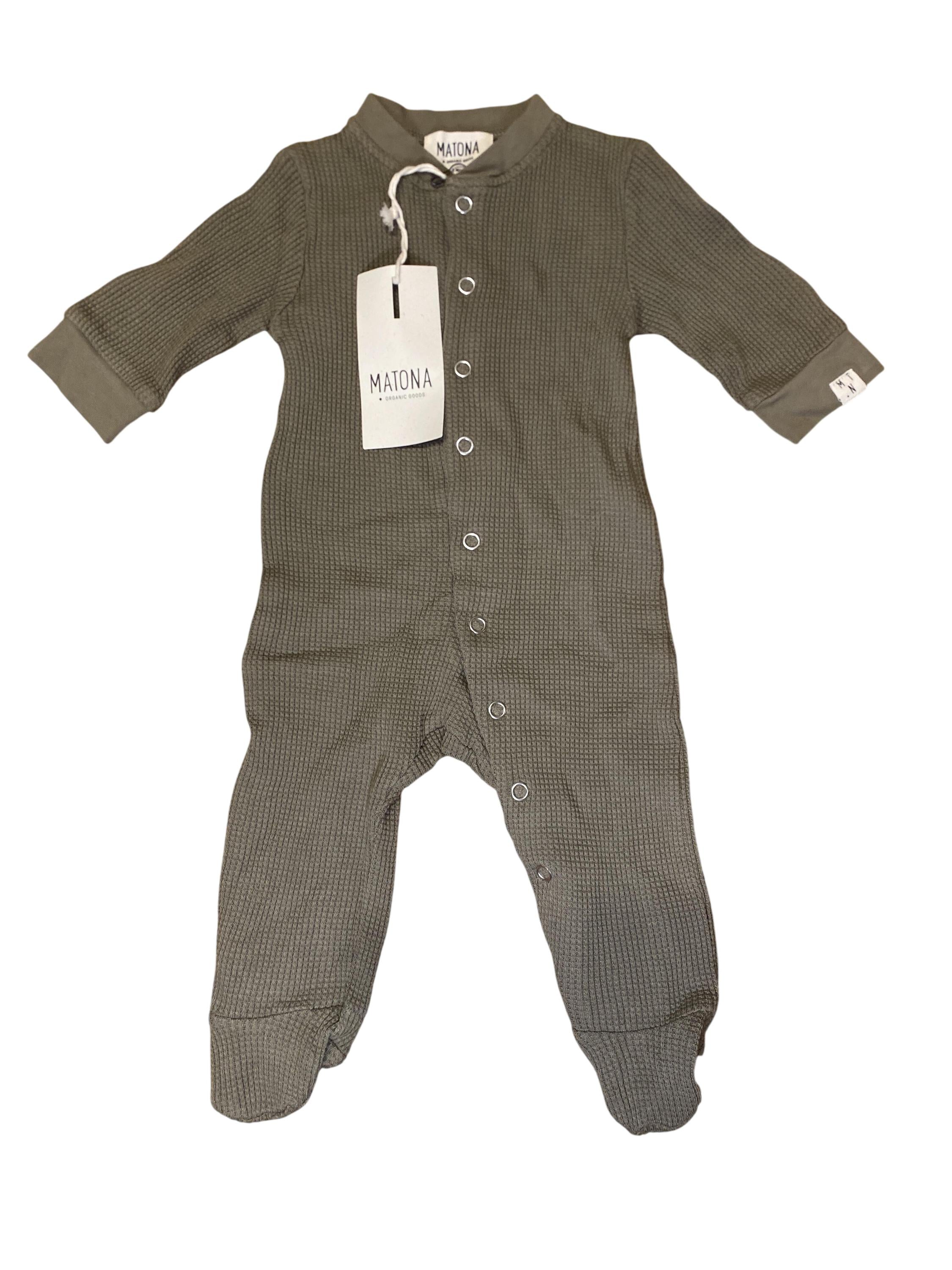 Schlafanzüge einteilig Schlafanzüge Kleidung Schlafanzug Lotte Footed Pyjama Kahki Matona Front Image Last Season