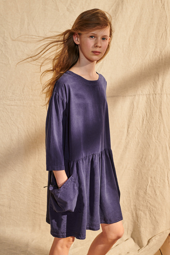 Lena Kleid in violetlauem Tencel 86/92, 98/104 & 158/164