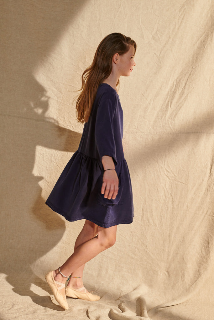 Lena Kleid in violetlauem Tencel 86/92, 98/104 & 158/164