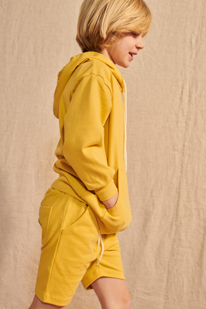 Lenzi Hoody in senfgelb mit kleiner Brombeer Stickerei 86/92, 98/104, 110/116, 122/128, 158/164