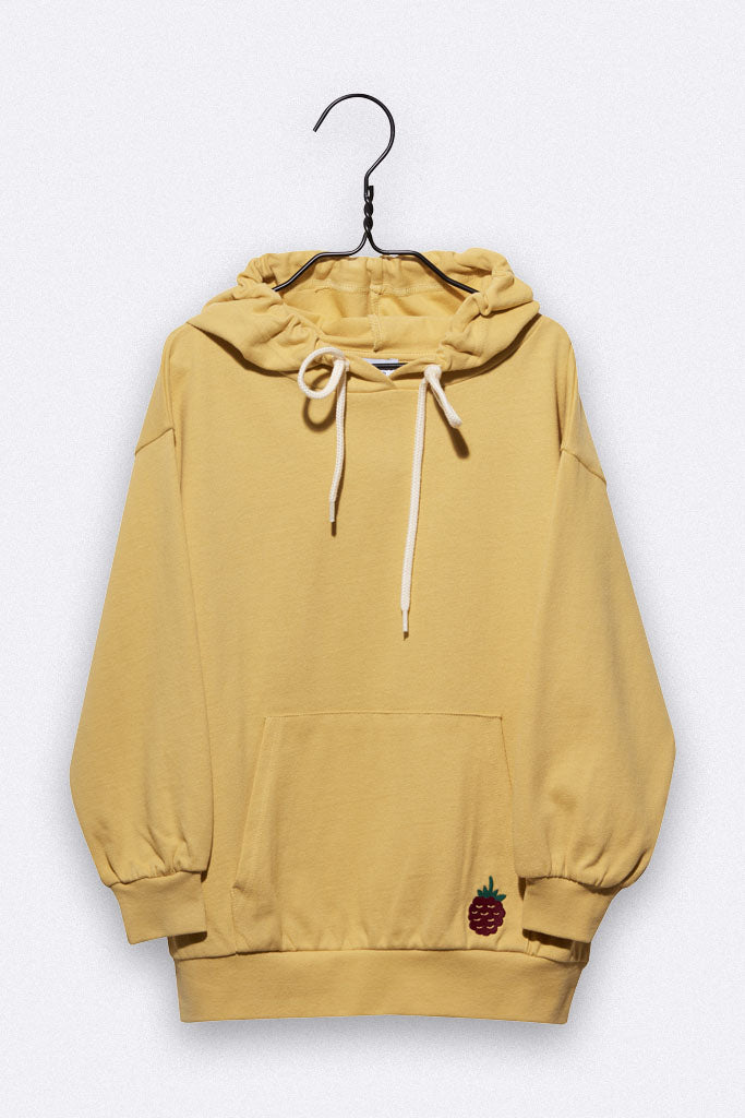 Lenzi Hoody in senfgelb mit kleiner Brombeer Stickerei 86/92, 98/104, 110/116, 122/128, 158/164