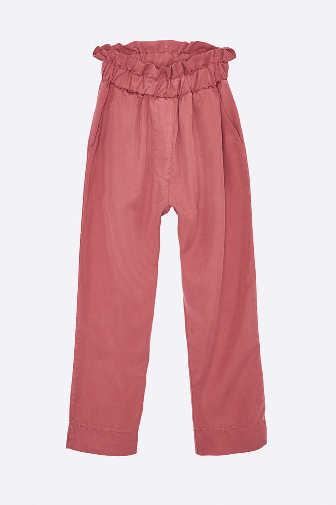 Mina Hose in traubenfarbenem Tencel für Kinder