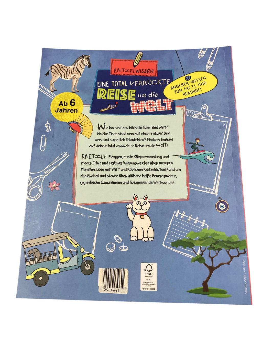 Kinderbücher Bücher Spielen & Lernen Eine total verrückte Reise um die Welt Planet Medien Rear Image Second Hand