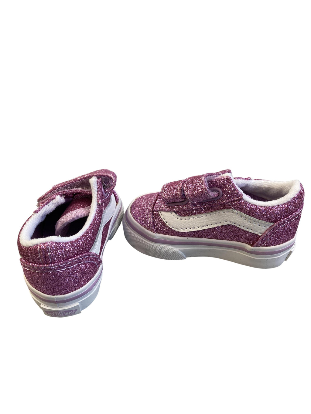Klettschuhe Halbschuhe Schuhe Klettschuhe Old Skool V Glitter Lilac Vans Rear Image Second Hand