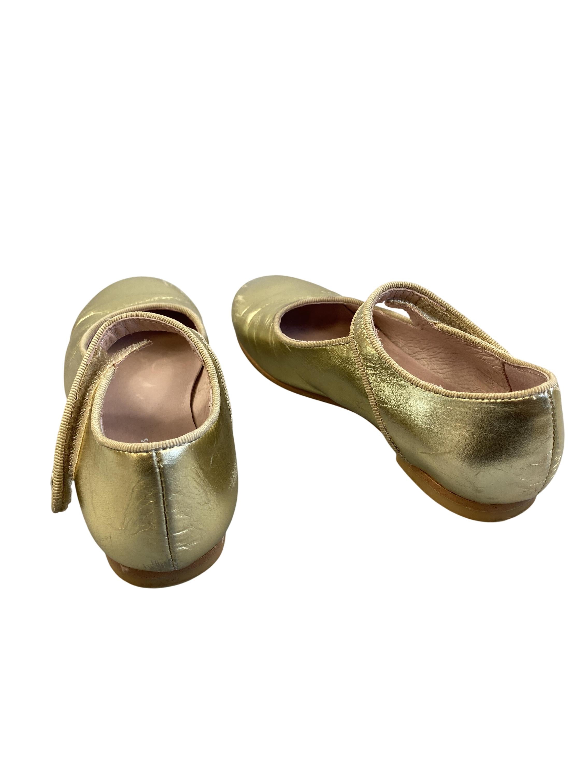 Ballerinas & Spangenschuhe Schuhe Riemchenschuhe Ballerinas Gold Jacadi Rear Image Second Hand