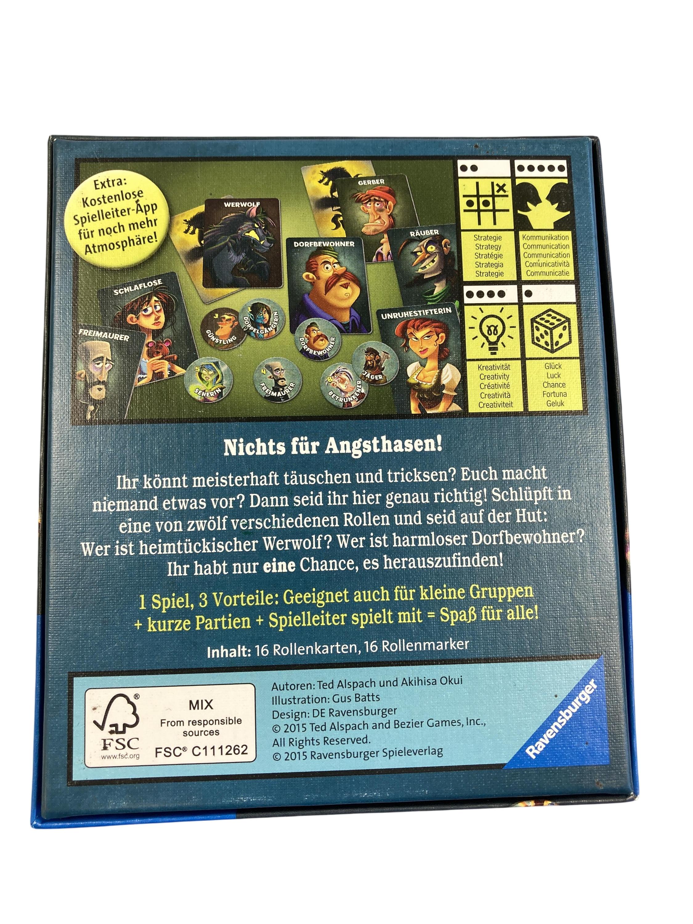 Brett- / Gesellschaftsspiele Spielen & Lernen Werwölfe Vollmondnacht Ravensburger  Rear Image Second Hand