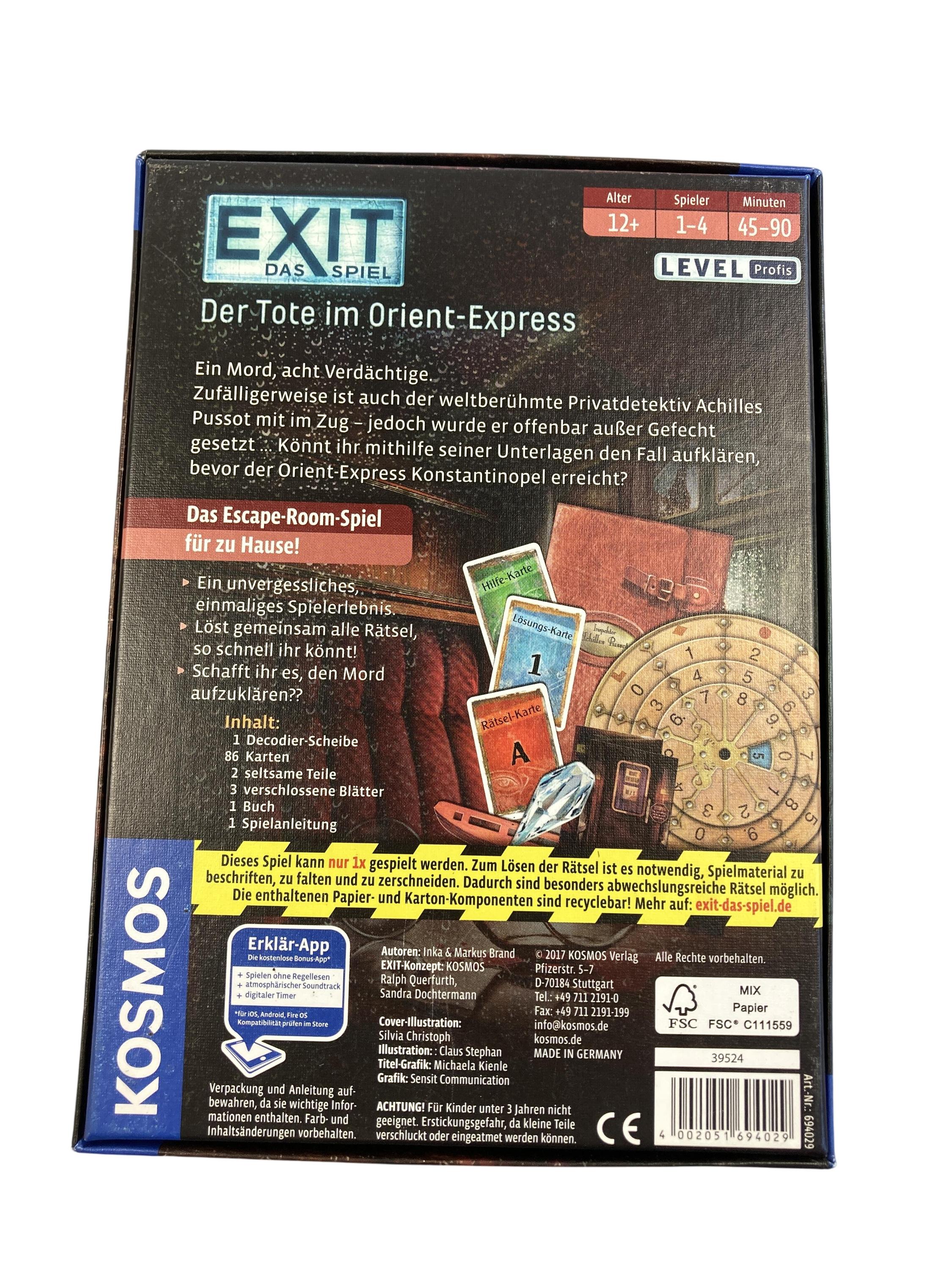 Brett- / Gesellschaftsspiele Spielen & Lernen Exit das Spiel: Der Tote im Orient-Express KOSMOS Rear Image Second Hand
