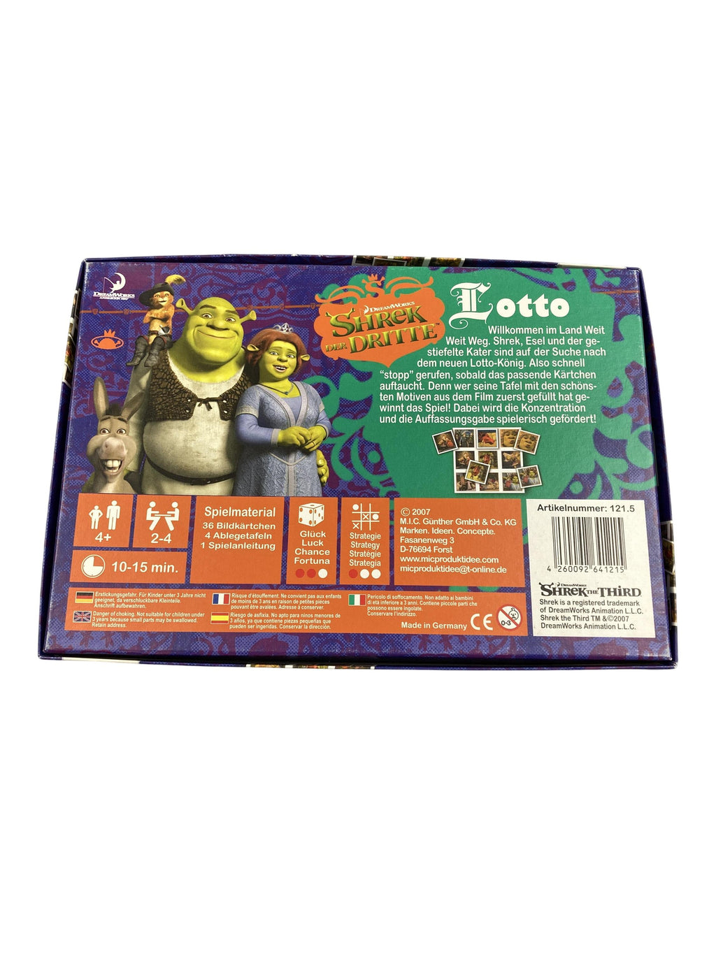 Brett- / Gesellschaftsspiele Spielen & Lernen Lotto Shreck der dritte Dreamworks Rear Image Second Hand
