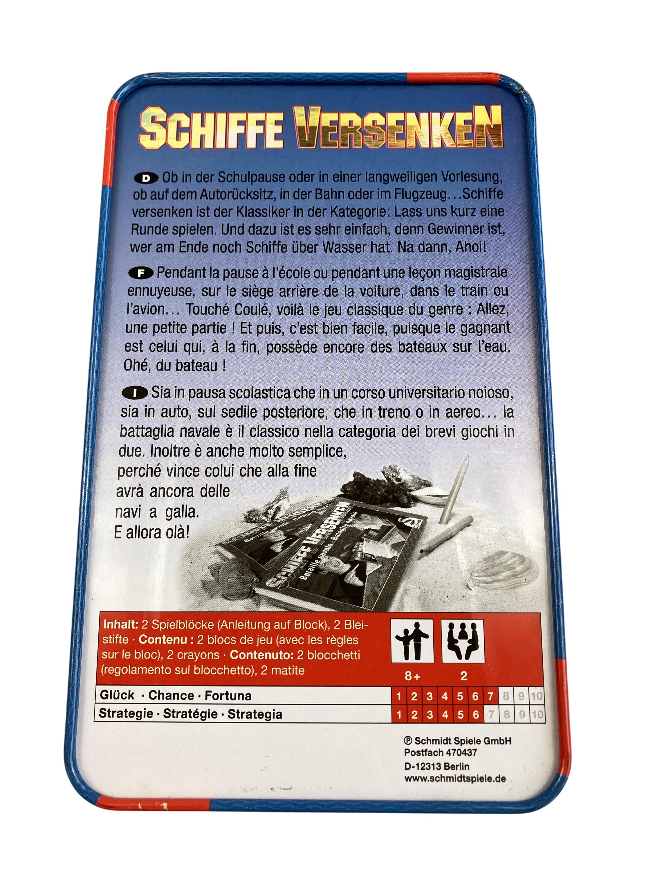 Brett- / Gesellschaftsspiele Spielen & Lernen Schiffe versenken Schmidt   Rear Image Second Hand