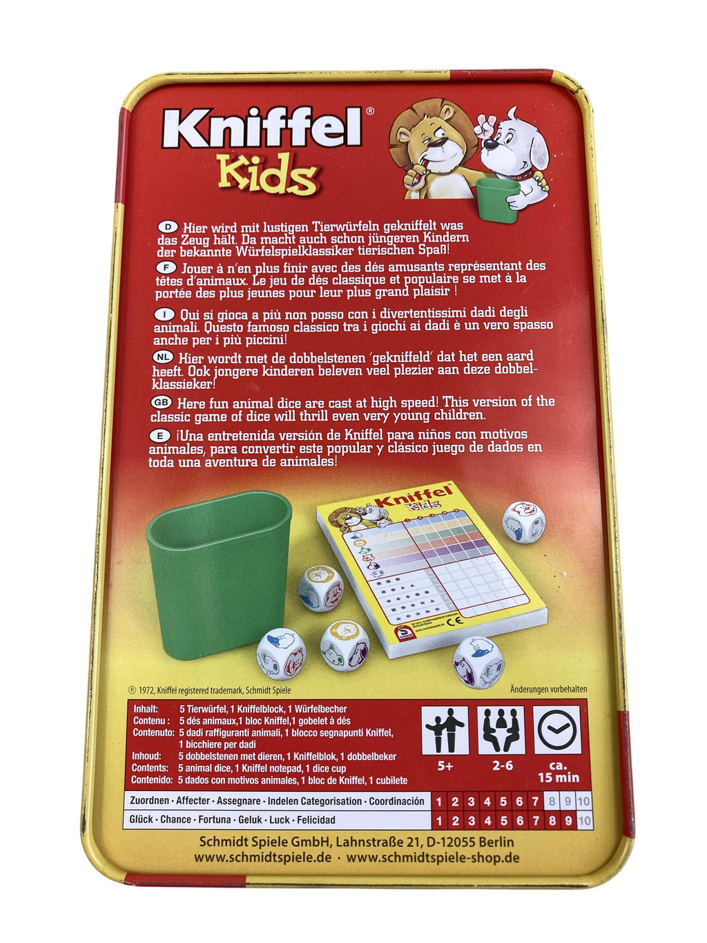 Brett- / Gesellschaftsspiele Spielen & Lernen Kniffel Kids Schmidt   Rear Image Second Hand