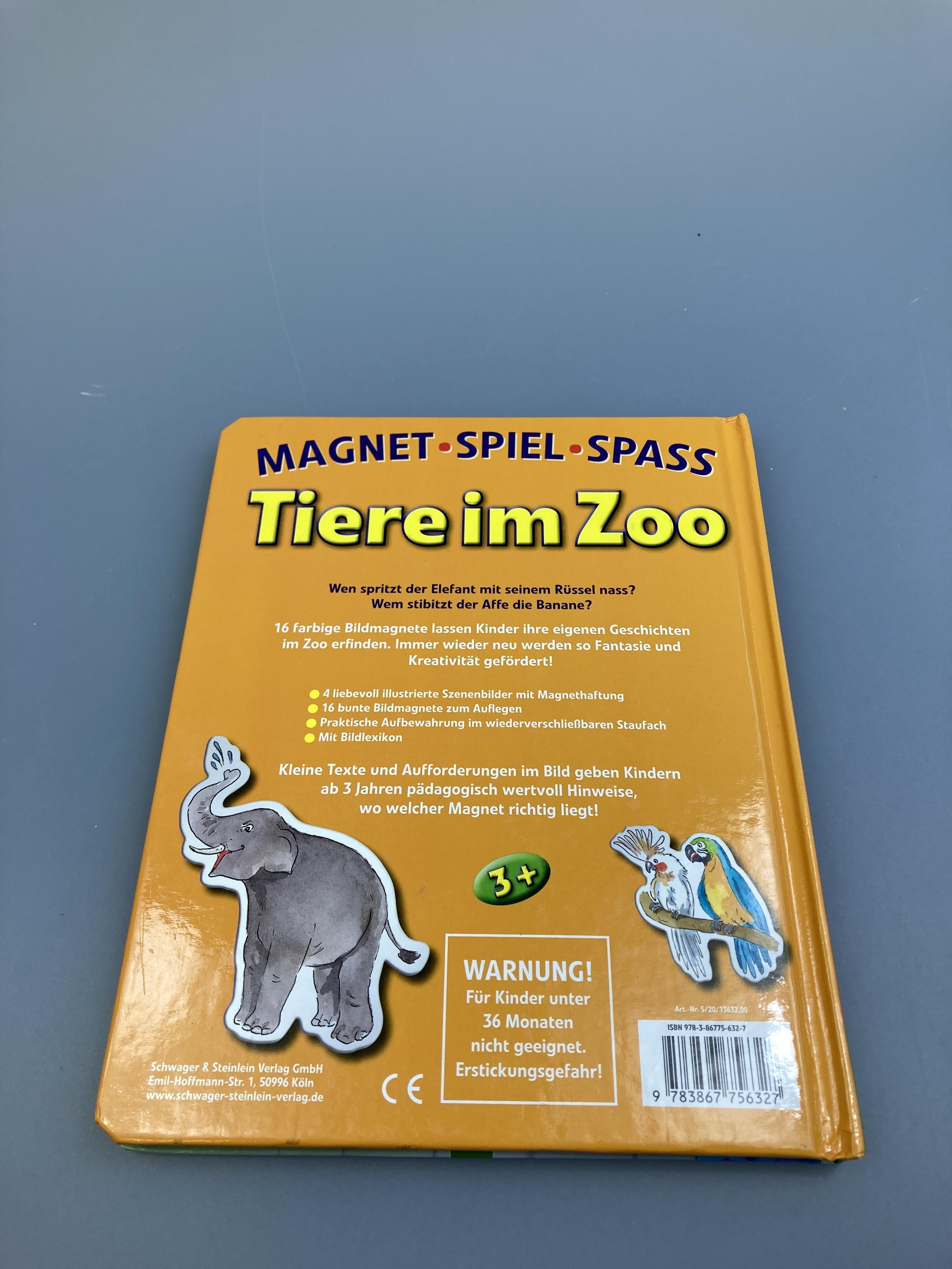 Kinderbücher Bücher Spielen & Lernen Tiere im Zoo Magnet Buch Schwager & Steinlein Verlag Rear Image Second Hand