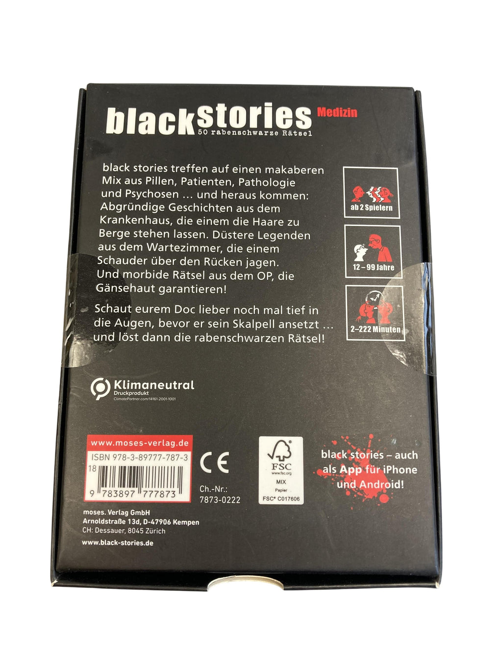 Kartenspiele Brett- / Gesellschaftsspiele Spielen & Lernen Blackstories medizin Moses  Rear Image Second Hand