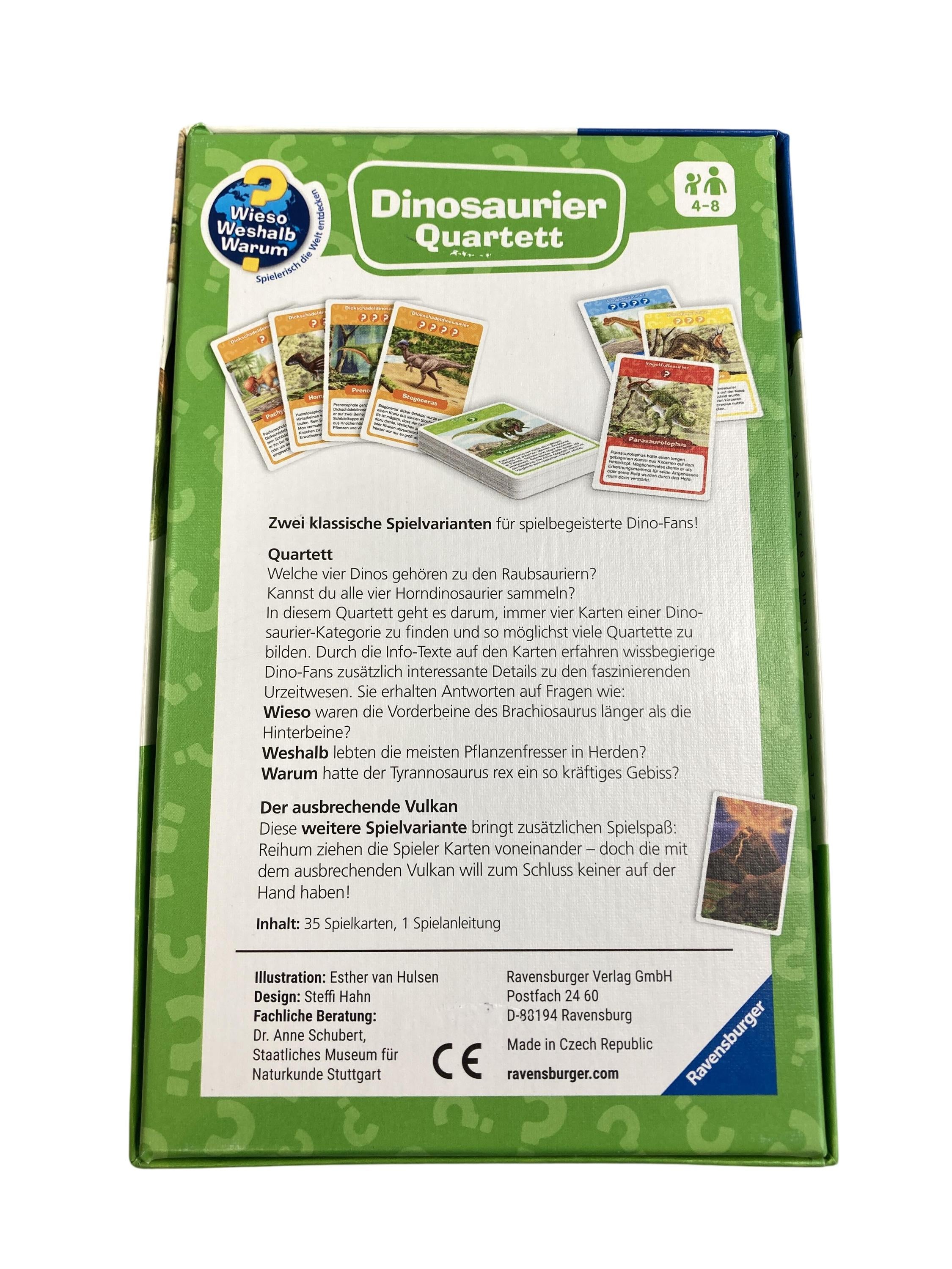 Kartenspiele Brett- / Gesellschaftsspiele Spielen & Lernen Wieso Weshalb Warum? Dinosaurier Quartett Ravensburger  Rear Image Second Hand