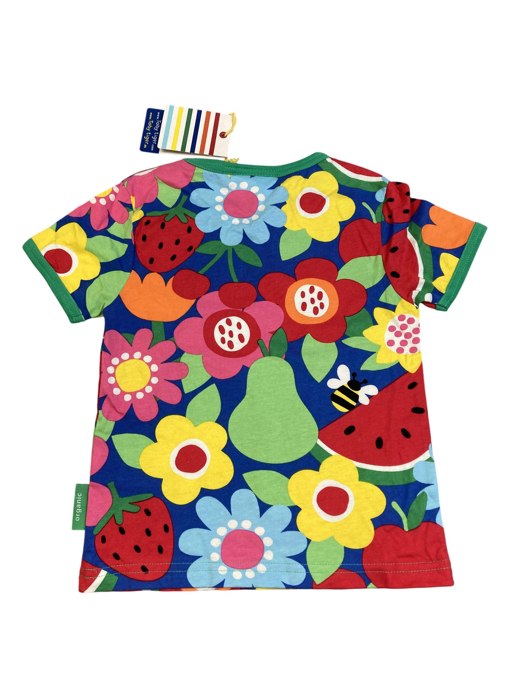 T-Shirts T-Shirts & Tops Kleidung Bio-Baumwoll Kinder Shirt kurzarm mit Blumen und Früchte-Druck Toby Tiger Rear Image Second Hand