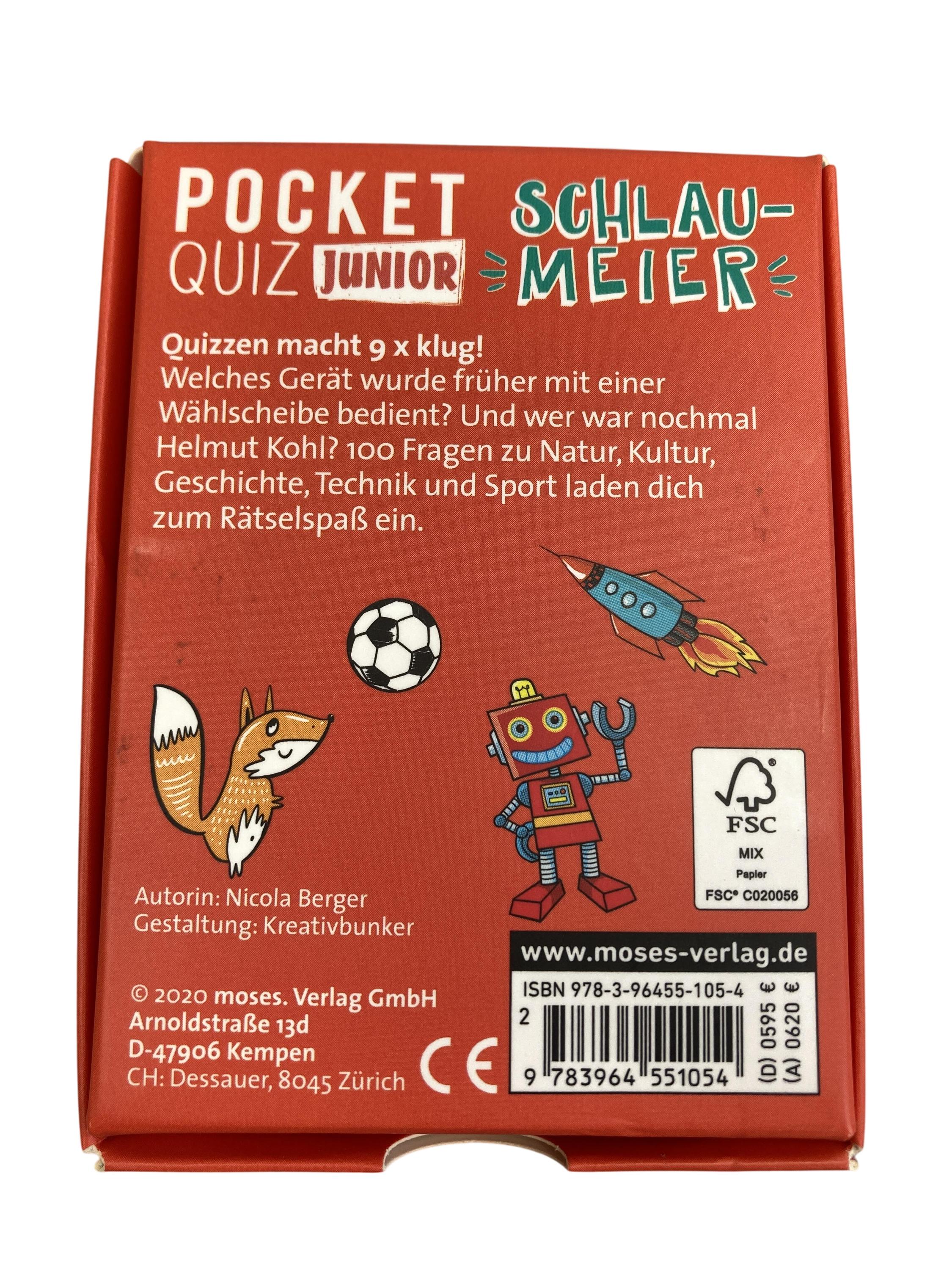 Kartenspiele Brett- / Gesellschaftsspiele Spielen & Lernen Pocket Quiz Junior Schlaumeier Moses  Rear Image Second Hand