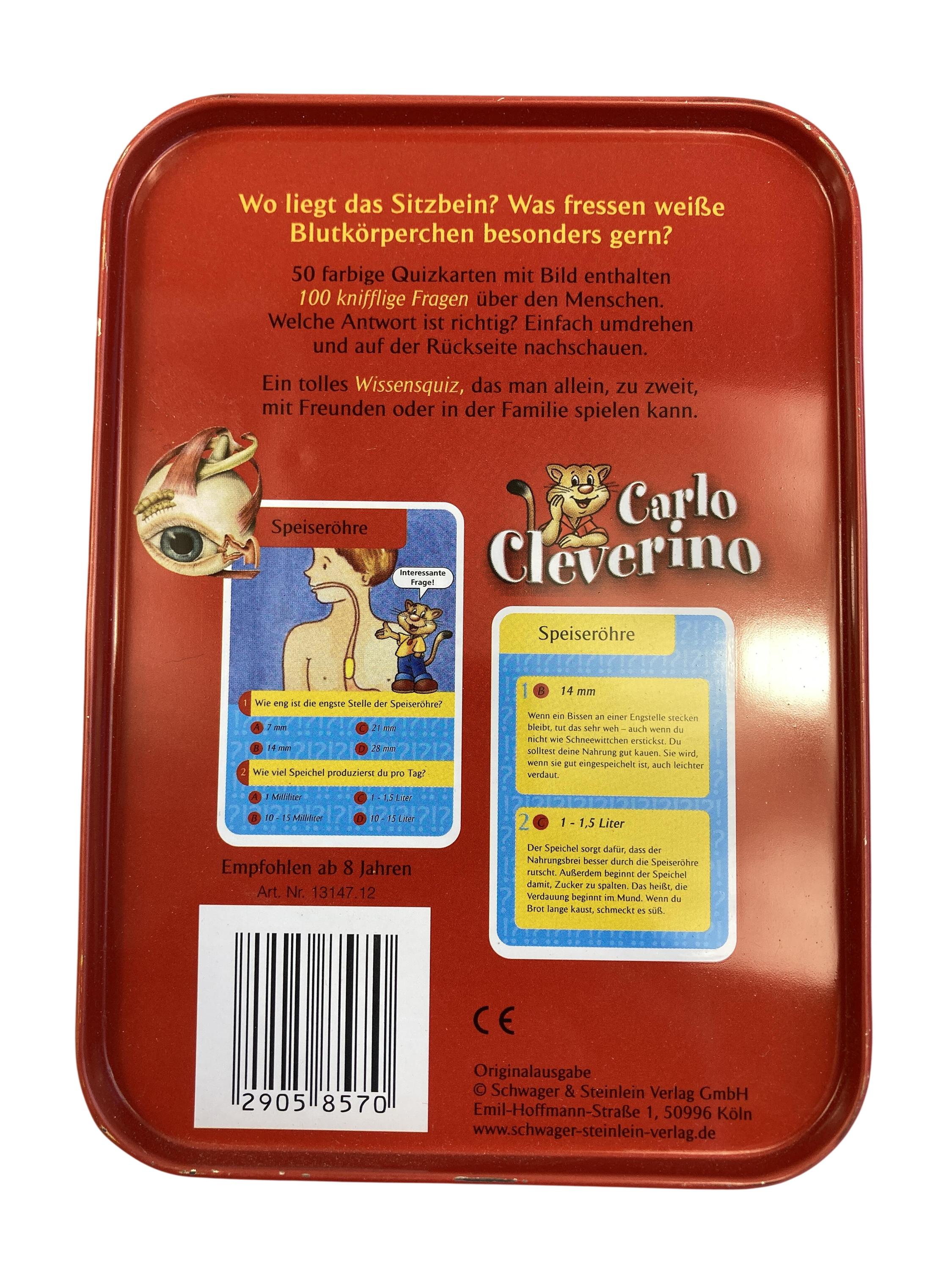 Kartenspiele Brett- / Gesellschaftsspiele Spielen & Lernen Quiz Karten - Mensch Schwager & Steinlein Verlag Rear Image Second Hand