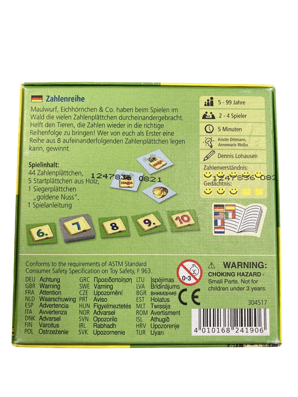 Kartenspiele Brett- / Gesellschaftsspiele Spielen & Lernen Zahlenreihe Haba Rear Image Second Hand