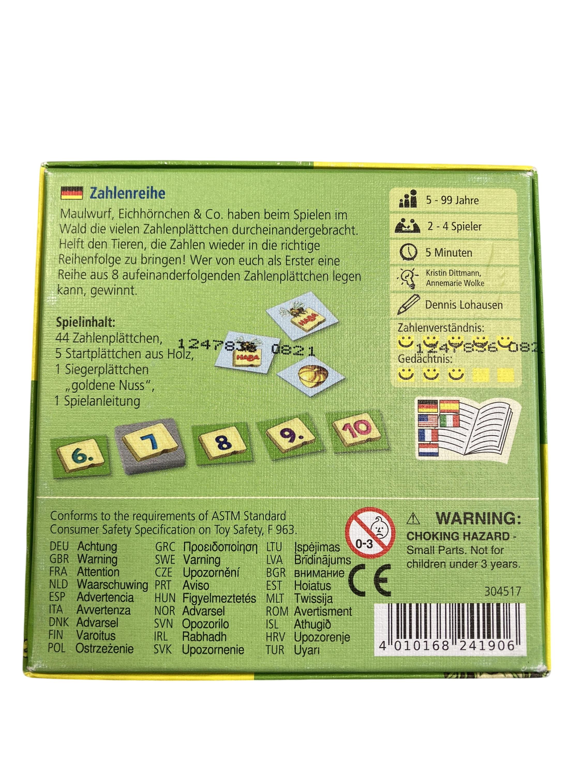 Kartenspiele Brett- / Gesellschaftsspiele Spielen & Lernen Zahlenreihe Haba Rear Image Second Hand