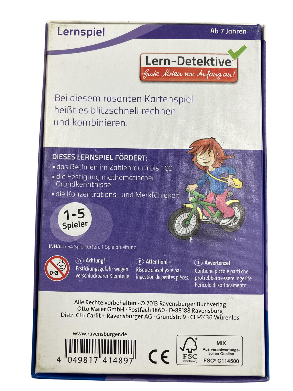 Lernspielzeuge Lernspielzeuge Spielen & Lernen Rechnen bis 100 - Rasanter Rechenspaß Ravensburger Rear Image Second Hand