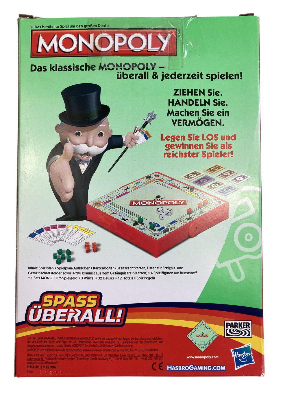 Brettspiele Brett- / Gesellschaftsspiele Spielen & Lernen Reise Monopoly Hasbro Rear Image Second Hand