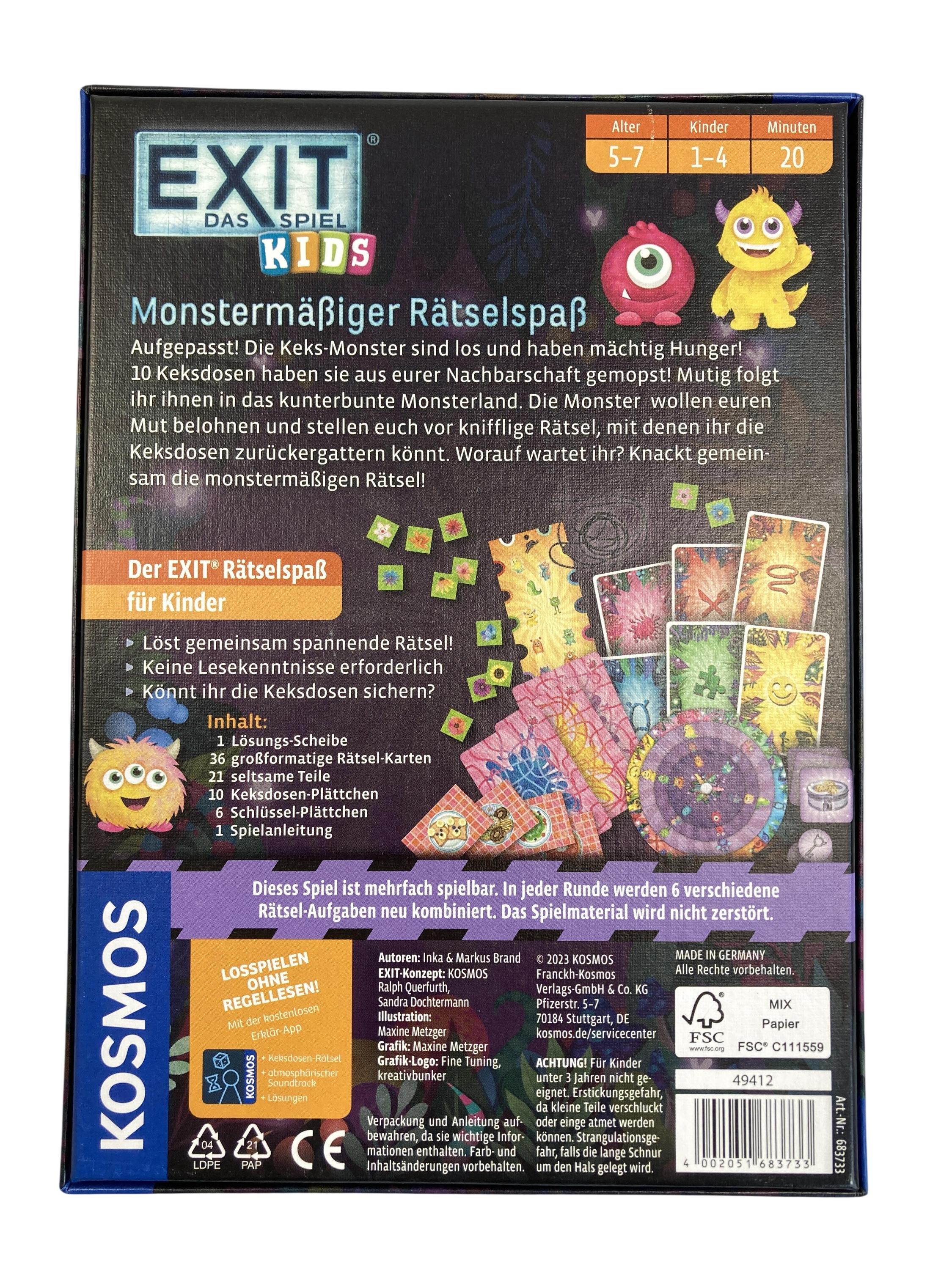 Brett- / Gesellschaftsspiele Spielen & Lernen Exit Kids monstermäßiger Rätselspaß KOSMOS Rear Image Second Hand