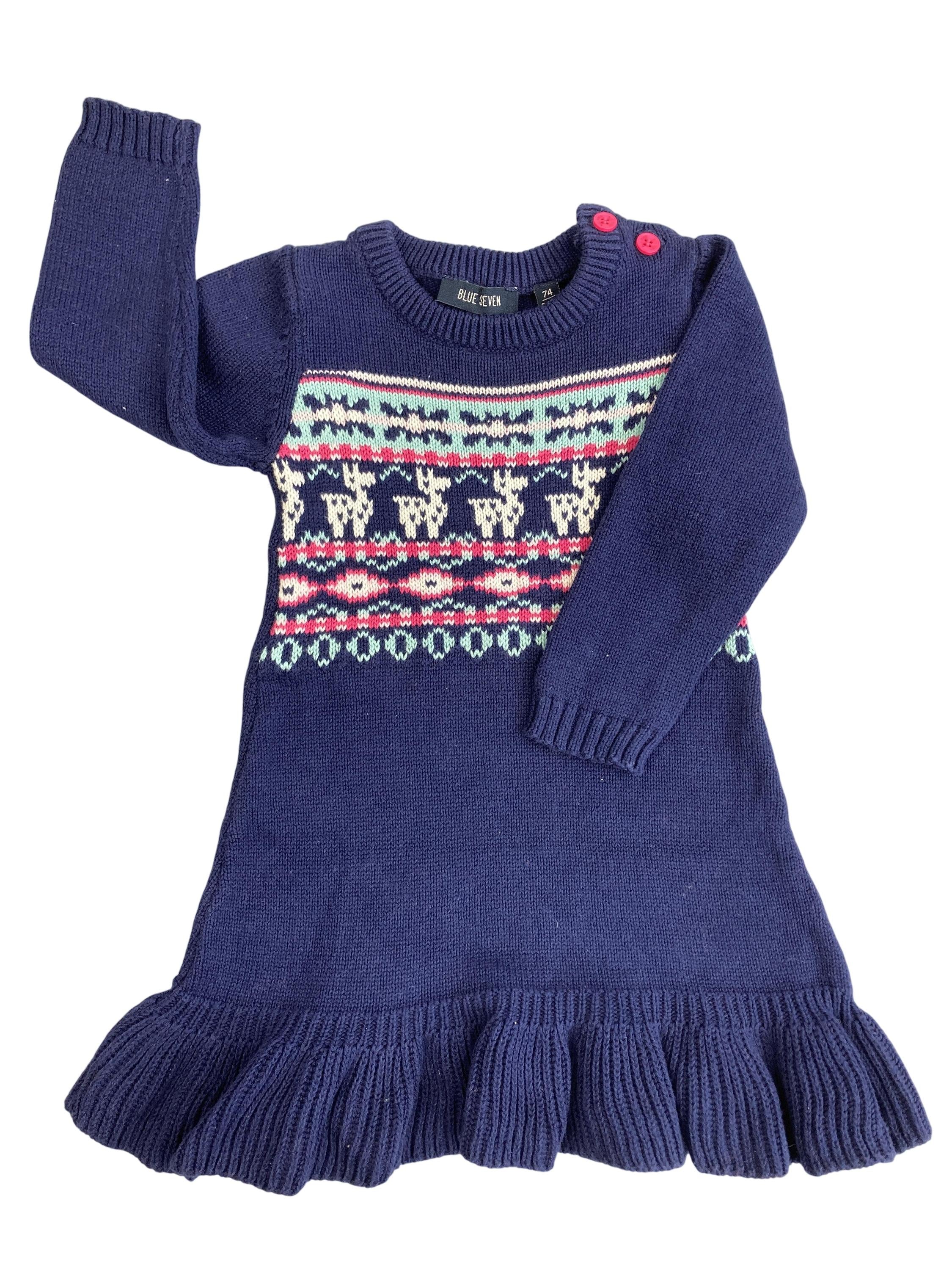 Lanarmkleider Kleider Kleider & Röcke Kleidung Strickkleid langarm Blue Seven  Front Image Second Hand
