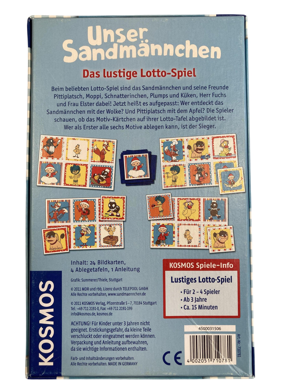 Brettspiele Brett- / Gesellschaftsspiele Spielen & Lernen Unser Sandmännchen - Das lustige Lotto - Spiel KOSMOS Rear Image Second Hand