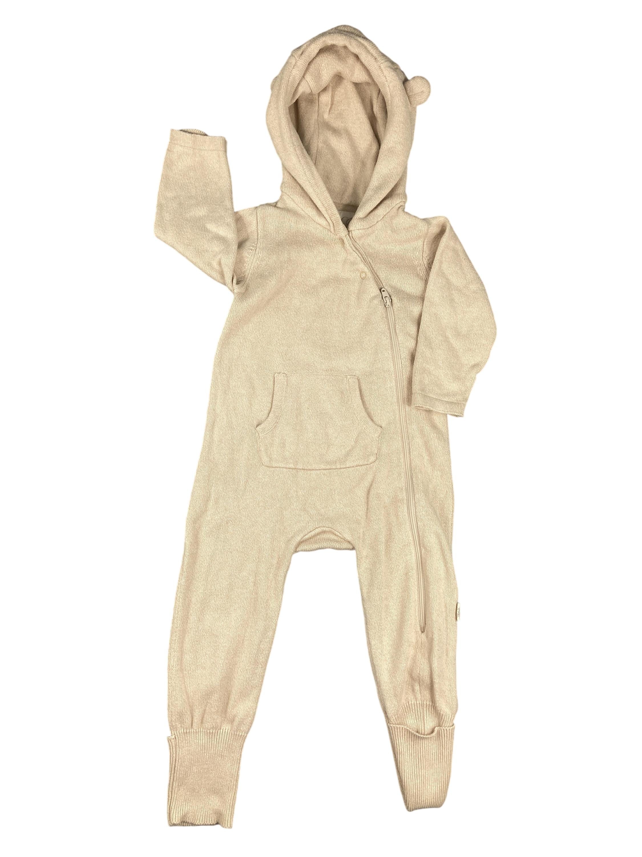 Fleeceanzüge Overalls Kleidung Overall mit Kapuze und Füßen Hans Natur Front Image Second Hand