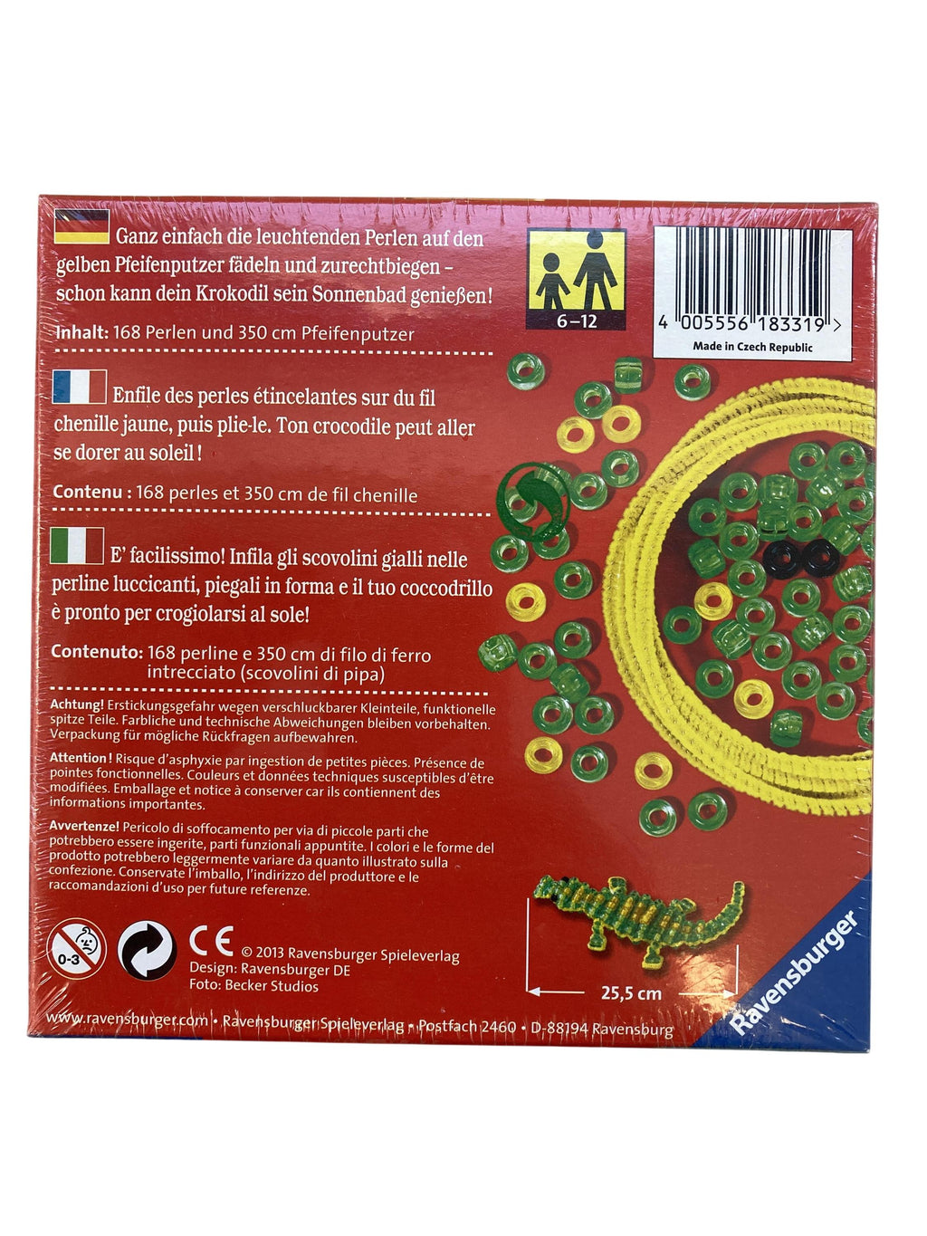 Fädeln, Sortieren & Kneten Spielen & Lernen 3D Perlentier Krokodil Ravensburger  Rear Image Second Hand