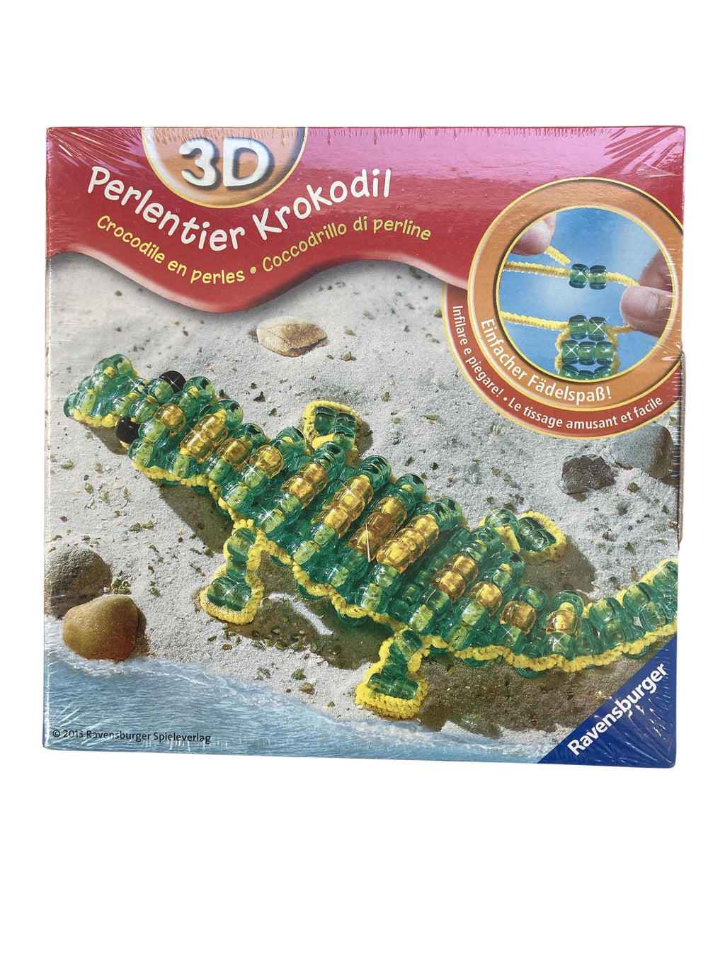 Fädeln, Sortieren & Kneten Spielen & Lernen 3D Perlentier Krokodil Ravensburger  Front Image Second Hand