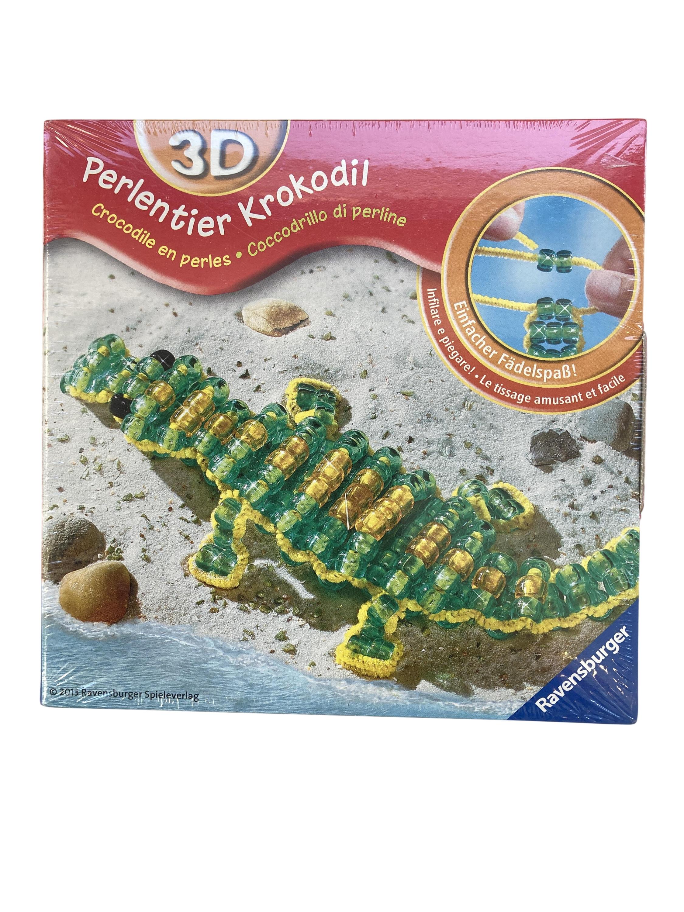 Fädeln, Sortieren & Kneten Spielen & Lernen 3D Perlentier Krokodil Ravensburger  Front Image Second Hand