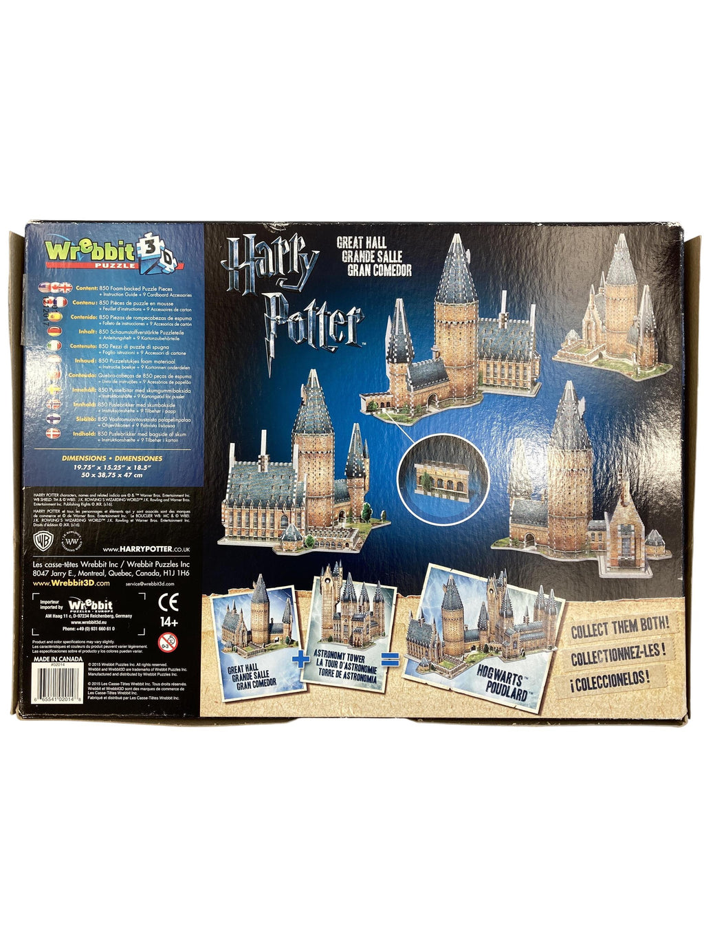 Puzzles Puzzles Spielen & Lernen Harry Potter - 3D Puzzle - Große Halle Wrebbit Puzzle Rear Image Second Hand