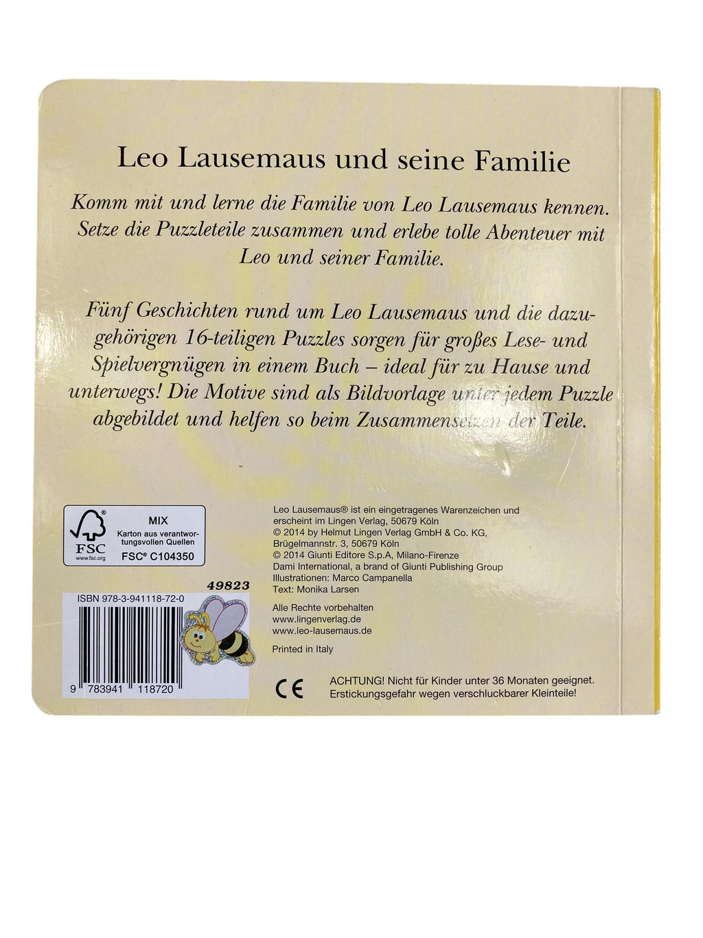 Puzzles Spielen & Lernen Leo Lausemaus und seine Familie Leo Lausemaus Rear Image Second Hand