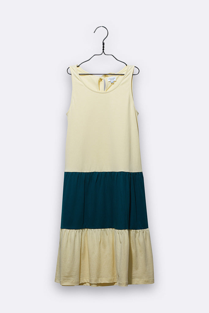 Tilda Kleid in hellgelb und petrol farben für Kinder