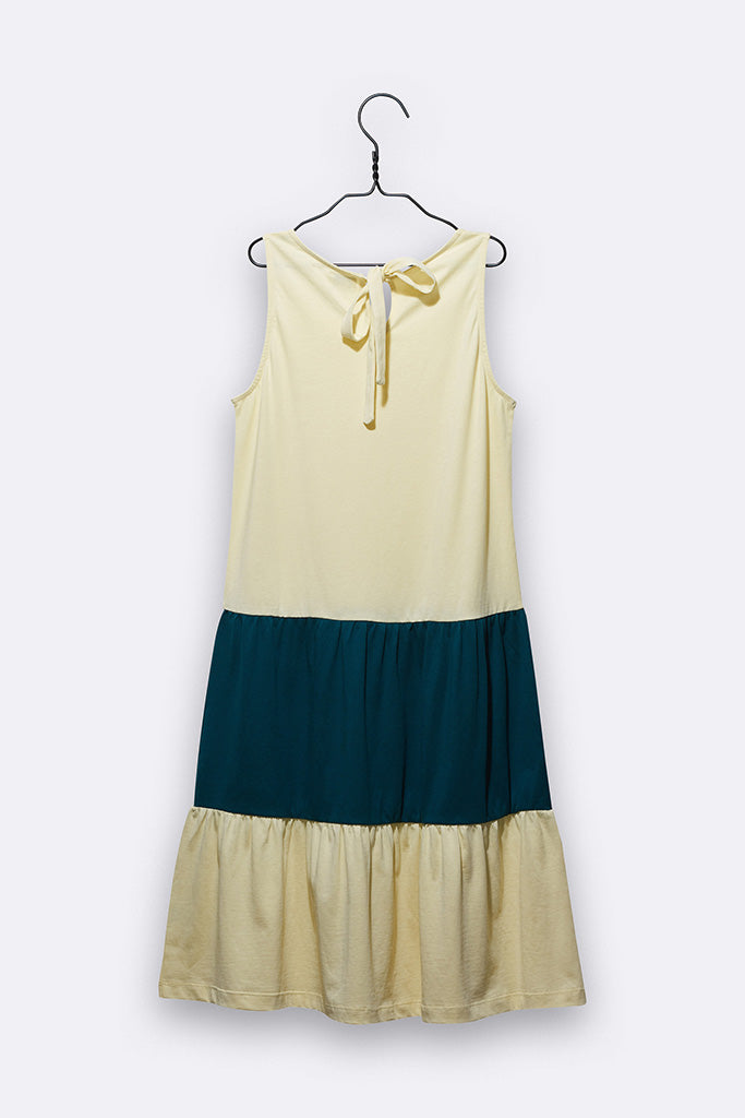 Tilda Kleid in hellgelb und petrol farben für Kinder