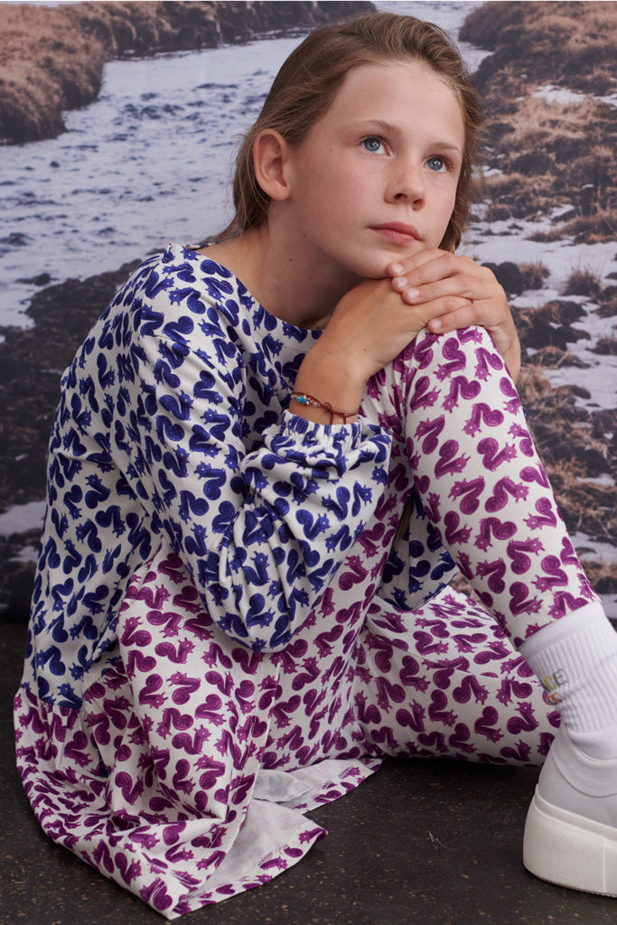 Leila Legging mit Eichhörnchen Print in Lila  86/92, 146/152, 158/164