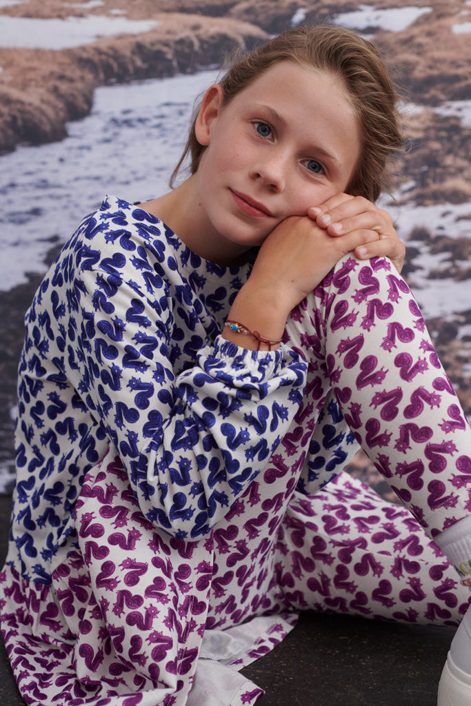 Leila Legging mit Eichhörnchen Print in Lila  86/92, 146/152, 158/164