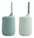 Liewood Liewood Becher m. Strohhalme - 2er-Pack - Silikon - Ellis - Mint